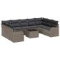 Preview: 9-teiliges Garten-Sofa-Set mit Kissen Schwarz Poly Rattan, 2-Sitzer Garten-Sofa mit Kissen Grau Poly Rattan
