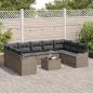 Preview: 9-teiliges Garten-Sofa-Set mit Kissen Schwarz Poly Rattan, 2-Sitzer Garten-Sofa mit Kissen Grau Poly Rattan