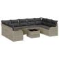 Preview: 10-teiliges Garten-Sofa-Set mit Kissen Grau Poly Rattan, 2-Sitzer Garten-Sofa mit Kissen Hellgrau Poly Rattan