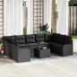 Preview: ARDEBO.de - 10-teiliges Garten-Sofa-Set mit Kissen Beige Poly Rattan, 2-Sitzer Garten-Sofa mit Kissen Schwarz Poly Rattan