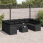 Preview: 10-teiliges Garten-Sofa-Set mit Kissen Beige Poly Rattan, 2-Sitzer Garten-Sofa mit Kissen Schwarz Poly Rattan