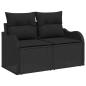 Preview: 10-teiliges Garten-Sofa-Set mit Kissen Beige Poly Rattan, 2-Sitzer Garten-Sofa mit Kissen Schwarz Poly Rattan