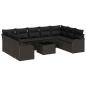 Preview: 10-teiliges Garten-Sofa-Set mit Kissen Beige Poly Rattan, 2-Sitzer Garten-Sofa mit Kissen Schwarz Poly Rattan