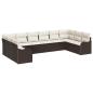 Preview: 10-teiliges Garten Sofa Set mit Kissen in Braun Poly Rattan, 2-Sitzer Garten Sofa mit Kissen in Braun Poly Rattan