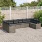 Preview: 10-teiliges Garten Sofa Set mit Kissen Grau Poly Rattan, 2-Sitzer Garten Sofa mit Kissen Grau Poly Rattan