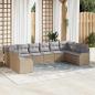 Preview: ARDEBO.de - 10-teiliges Garten Sofa Set mit Kissen Beige Poly Rattan, 2-Sitzer Garten Sofa mit Kissen Beige Poly Rattan