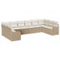 Preview: 10-teiliges Garten-Sofa Set mit Kissen Beiger Poly-Rattan, 2-Sitzer Garten-Sofa mit Kissen Beiger Poly-Rattan