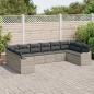 Preview: 10-teiliges Garten Sofa Set mit Kissen Hellgrau Poly-Rattan, 2-Sitzer Garten Sofa mit Kissen Hellgrau Poly-Rattan