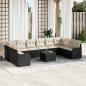 Preview: ARDEBO.de - 10-teiliges Garten-Sofa-Set mit Kissen Braun Poly-Rattan, 2-Sitzer Garten-Sofa mit Kissen Schwarz Poly-Rattan