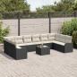 Preview: 10-teiliges Garten-Sofa-Set mit Kissen Braun Poly-Rattan, 2-Sitzer Garten-Sofa mit Kissen Schwarz Poly-Rattan