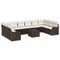 Preview: 10-teiliges Garten Sofa Set mit Kissen Grau Poly Rattan, 2-Sitzer Garten Sofa mit Kissen Braun Poly Rattan