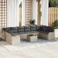 Preview: ARDEBO.de - 11-teiliges Garten-Sofa-Set mit Kissen grau Poly-Rattan, 2-Sitzer Garten-Sofa mit Kissen hellgrau Poly-Rattan