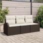 Preview: ARDEBO.de - 3-teiliges Garten Sofa Set mit Kissen Braun Poly Rattan