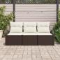 Preview: 3-teiliges Garten Sofa Set mit Kissen Braun Poly Rattan
