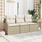 Preview: ARDEBO.de - 3-teiliges Gartensofa Set mit Kissen Beige Poly Rattan