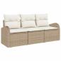 Preview: 3-teiliges Gartensofa Set mit Kissen Beige Poly Rattan