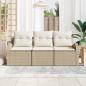 Preview: 3-teiliges Gartensofa Set mit Kissen Beige Poly Rattan