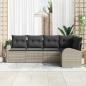 Preview: 5-teiliges Garten Sofa Set mit Kissen Lichtgrau Poly-Rattan