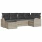 Preview: 6-teiliges Garten Sofa Set mit Kissen Hellgrau Poly Rattan