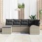 Preview: 6-teiliges Garten Sofa Set mit Kissen Hellgrau Poly Rattan