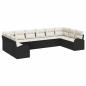 Preview: 10-teiliges Garten Sofa Set mit Kissen Schwarz Poly Rattan