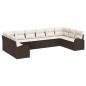 Preview: 10-teiliges Garten Sofa Set mit Kissen Braun Poly Rattan