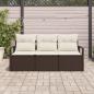 Preview: ARDEBO.de - 3-teiliges Garten-Sofaset mit Kissen Braun Poly Rattan, 2-Sitzer Garten-Sofa mit Kissen Braun Poly Rattan