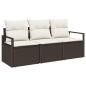 Preview: 3-teiliges Garten-Sofaset mit Kissen Braun Poly Rattan, 2-Sitzer Garten-Sofa mit Kissen Braun Poly Rattan