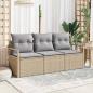 Preview: ARDEBO.de - 3-teiliges Garten-Sofa-Set mit Kissen Beige Poly Rattan, 2-Sitzer Garten-Sofa mit Kissen Beige Poly Rattan
