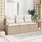Preview: ARDEBO.de - 3-teilige Garten-Sofa-Gruppe mit Kissen Beige Poly Rattan, 2-Sitzer Garten-Sofa mit Kissen Beige Poly Rattan