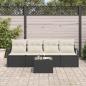 Preview: Sofa Set 5 pcs Schwarz und Creme Poly-Rattan
