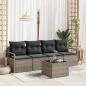 Preview: ARDEBO.de - 5-teilige Garten-Sofa-Set mit Kissen grau Poly-Rattan, 2-Sitzer Garten-Sofa mit Kissen grau Poly-Rattan