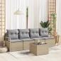 Preview: ARDEBO.de - 5-teilige Garten-Sofa mit Kissen Beiges Poly Rattan, 2-Sitzer Garten-Sofa mit Kissen Beiges Poly Rattan