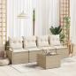 Preview: ARDEBO.de - 5-teiliges Garten Sofa Set mit Kissen Beige Poly Rattan, 2-Sitzer Garten Sofa mit Kissen Beige Poly Rattan