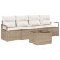 Preview: 5-teiliges Garten Sofa Set mit Kissen Beige Poly Rattan, 2-Sitzer Garten Sofa mit Kissen Beige Poly Rattan