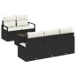 Preview: 6-teiliges Garten-Sofa-Set mit Kissen Schwarz Rattan, 2-Sitzer Garten-Sofa mit Kissen Schwarz Rattan