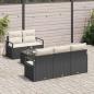 Preview: 6-teiliges Garten-Sofa-Set mit Kissen Schwarz Rattan, 2-Sitzer Garten-Sofa mit Kissen Schwarz Rattan