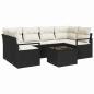 Preview: Sofa Set mit Kissen 7 pcs Schwarz und Creme Poly Rattan