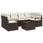 Preview: ARDEBO.de - 7-teiliges Garten Sofa Set mit Kissen Braun Poly Rattan, 2-Sitzer Garten Sofa mit Kissen Braun Poly Rattan