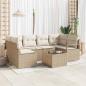 Preview: ARDEBO.de - 7-teiliges Garten Sofa Set mit Kissen Beige Poly Rattan, 2-Sitzer Garten Sofa mit Kissen Beige Poly Rattan