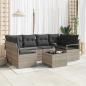 Preview: ARDEBO.de - 7-teiliges Garten-Sofa-Set mit Kissen Hellgrau Poly-Rattan, Zweisitzer Garten-Sofa mit Kissen Grau Poly-Rattan