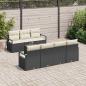 Preview: 8-teiliges Garten Sofa Set mit Kissen Schwarz Poly Rattan, 2-Sitzer Garten Sofa mit Kissen Schwarz Poly Rattan