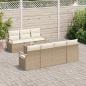 Preview: 8-teiliges Garten Sofa Set mit Kissen Beige Poly Rattan, 2-Sitzer Garten Sofa mit Kissen Beige Poly Rattan