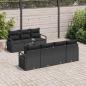 Preview: 8-teiliges Garten Sofa Set mit Kissen Schwarz Poly Rattan, 2-Sitzer Garten Sofa mit Kissen Schwarz Poly Rattan