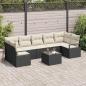 Preview: ARDEBO.de - 8-teiliges Garten Sofa Set mit Kissen Schwarz Poly Rattan, 2-Sitzer Garten Sofa mit Kissen Schwarz Poly Rattan