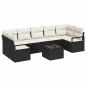 Preview: 8-teiliges Garten Sofa Set mit Kissen Schwarz Poly Rattan, 2-Sitzer Garten Sofa mit Kissen Schwarz Poly Rattan
