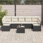 Preview: 8-teiliges Garten Sofa Set mit Kissen Schwarz Poly Rattan, 2-Sitzer Garten Sofa mit Kissen Schwarz Poly Rattan