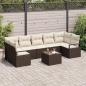 Preview: ARDEBO.de - 8-teiliges Garten Sofa Set mit Kissen Braun Poly Rattan, 2-Sitzer Garten Sofa mit Kissen Braun Poly Rattan