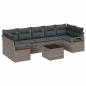 Preview: 8-teiliges Garten Schlafsofa Set mit Kissen Grau Poly Rattan, 2-Sitzer Garten Schlafsofa mit Kissen Grau Poly Rattan