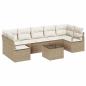 Preview: 8-teiliges Garten-Sofa-Set mit Kissen Beige Poly-Rattan, 2-Sitzer Garten-Sofa mit Kissen Beige Poly-Rattan